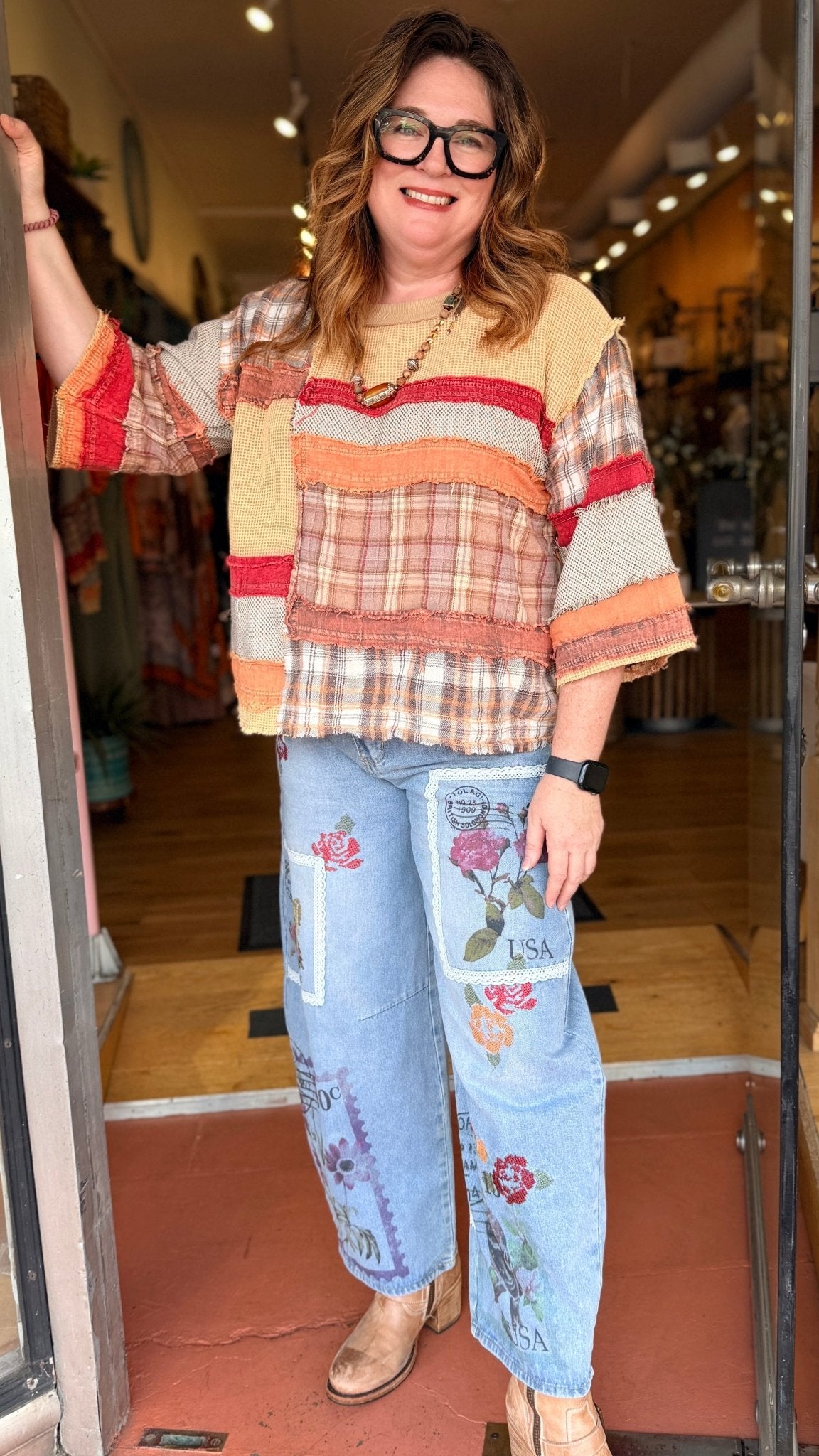Sealed With A Kiss Postage Stamp Jeans - Rebecca James Clothing