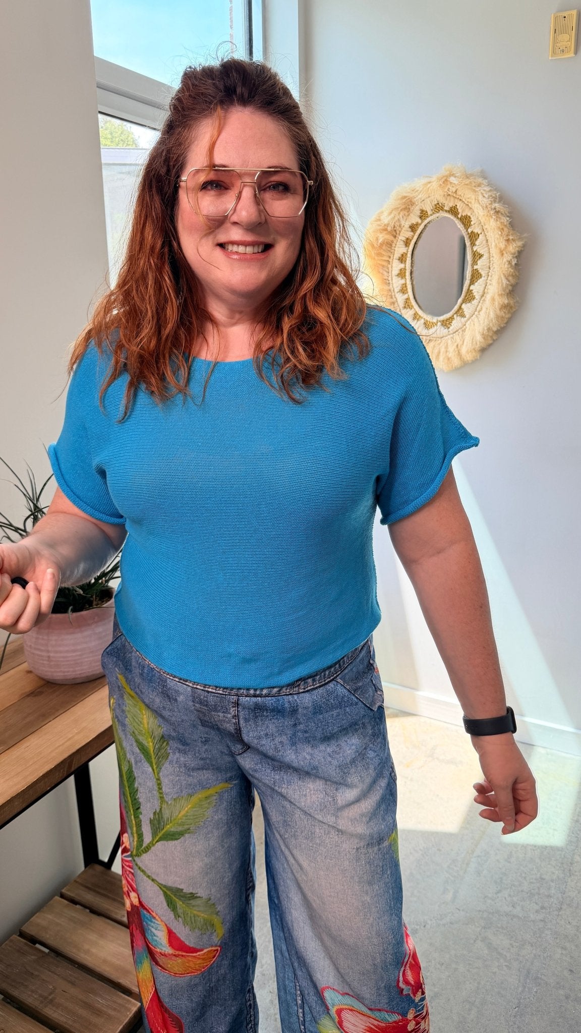 Short Sleeve Lightweight Cotton Sweater - Rebecca James Clothing
