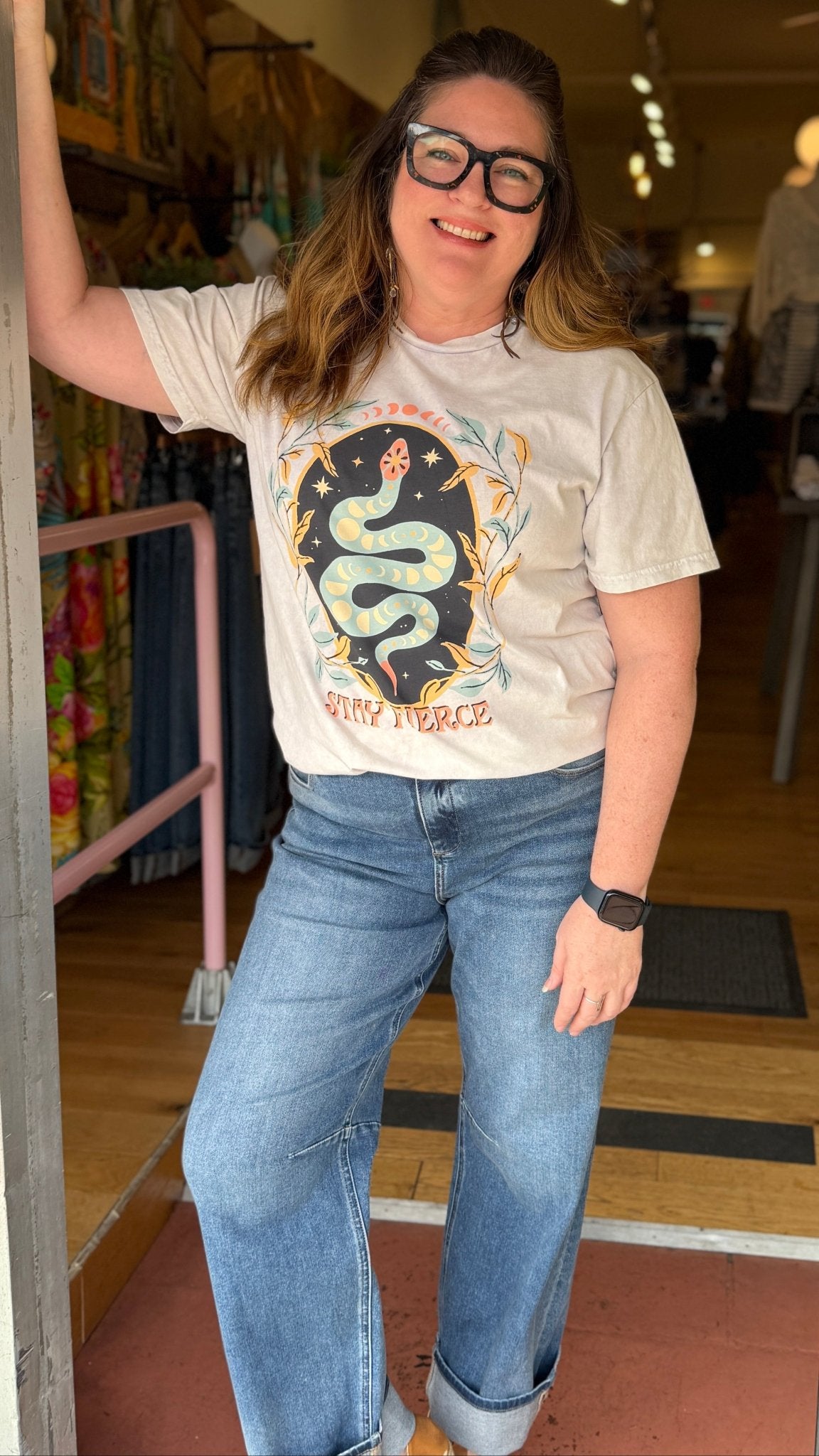 Stay Fierce Boho Graphic Tee - Rebecca James Clothing