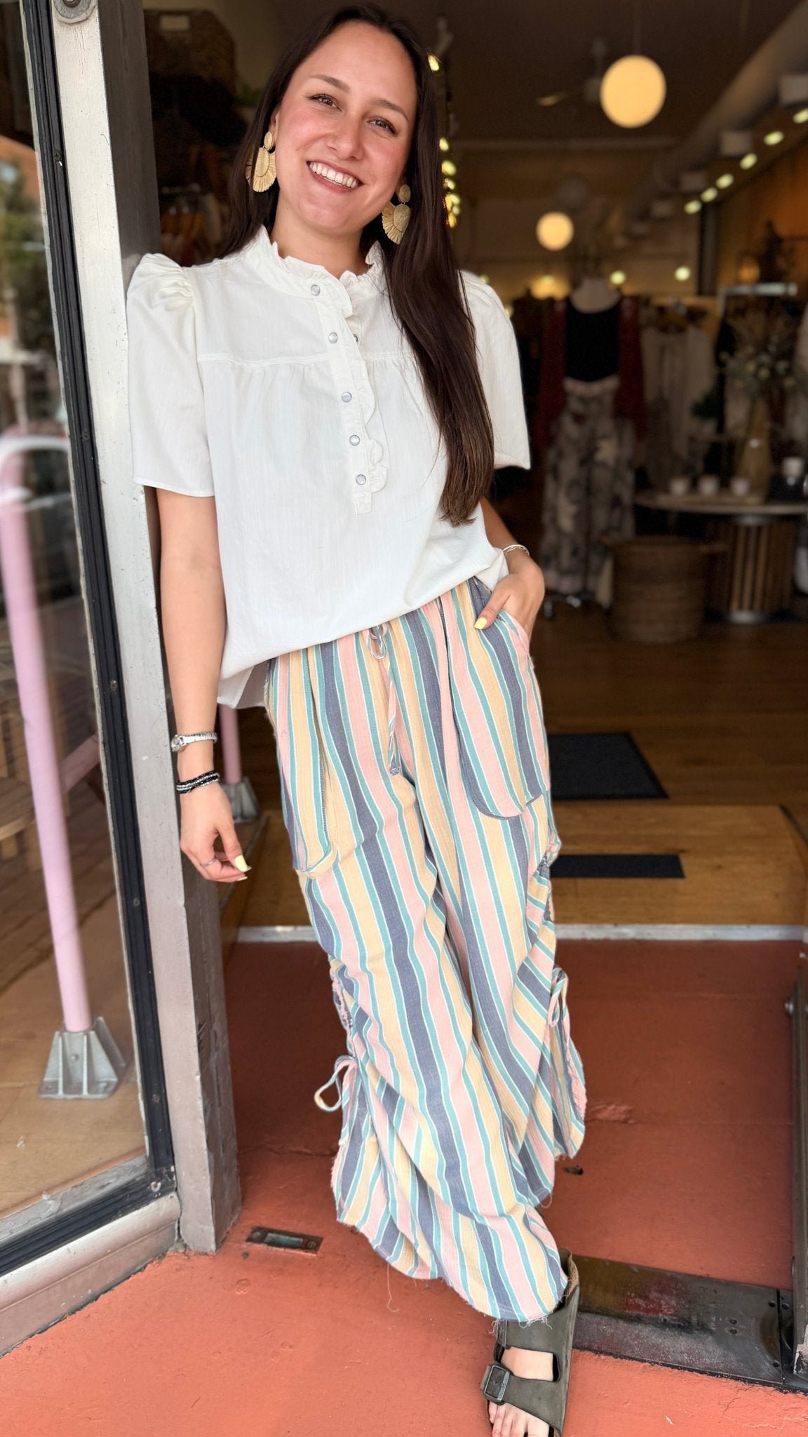 Summer Fun Flowy Striped Pants - Rebecca James Clothing