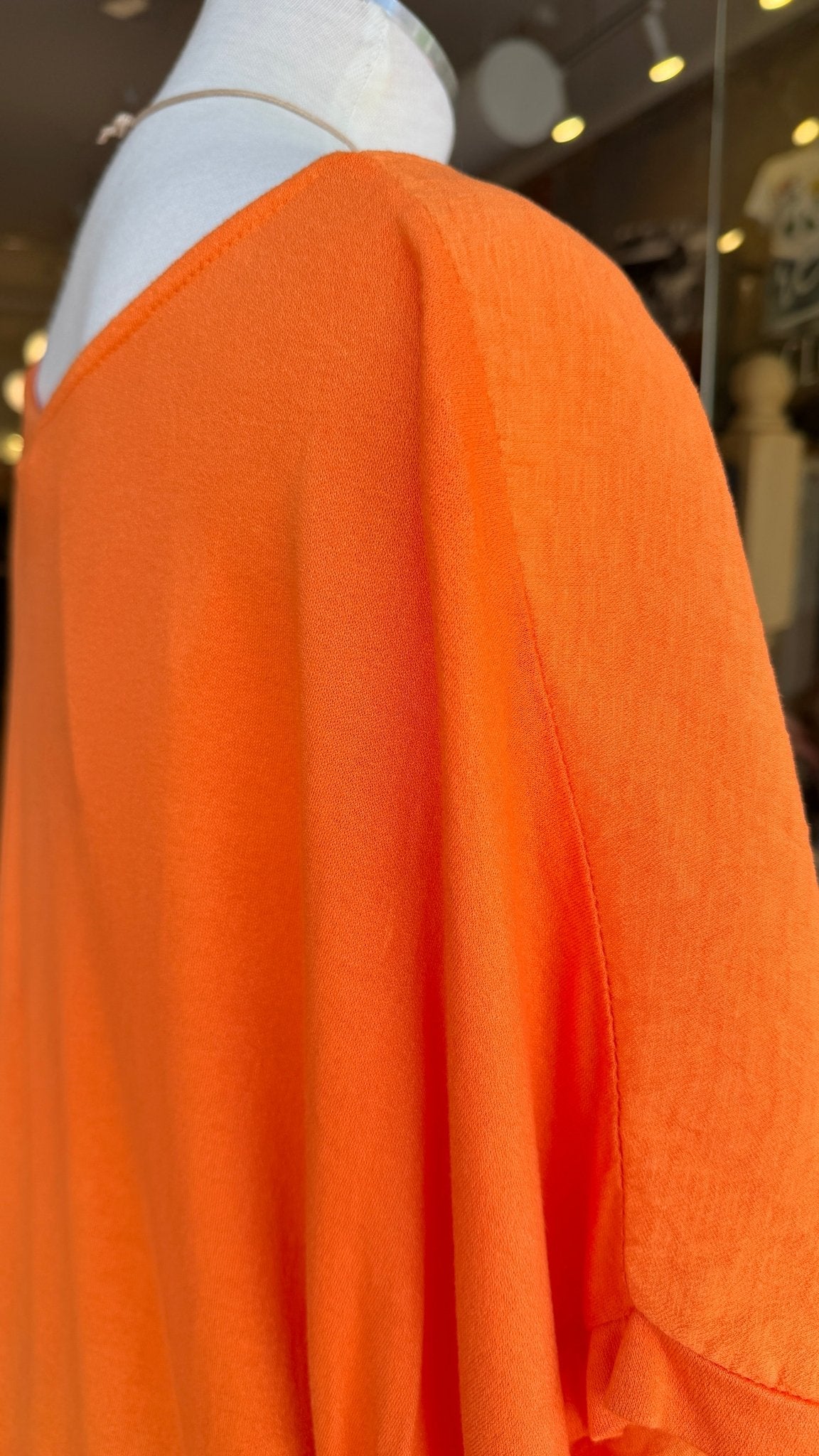Sunset Orange Oversized Flowy Top - Bonus Statement Necklace Included - Rebecca James Clothing