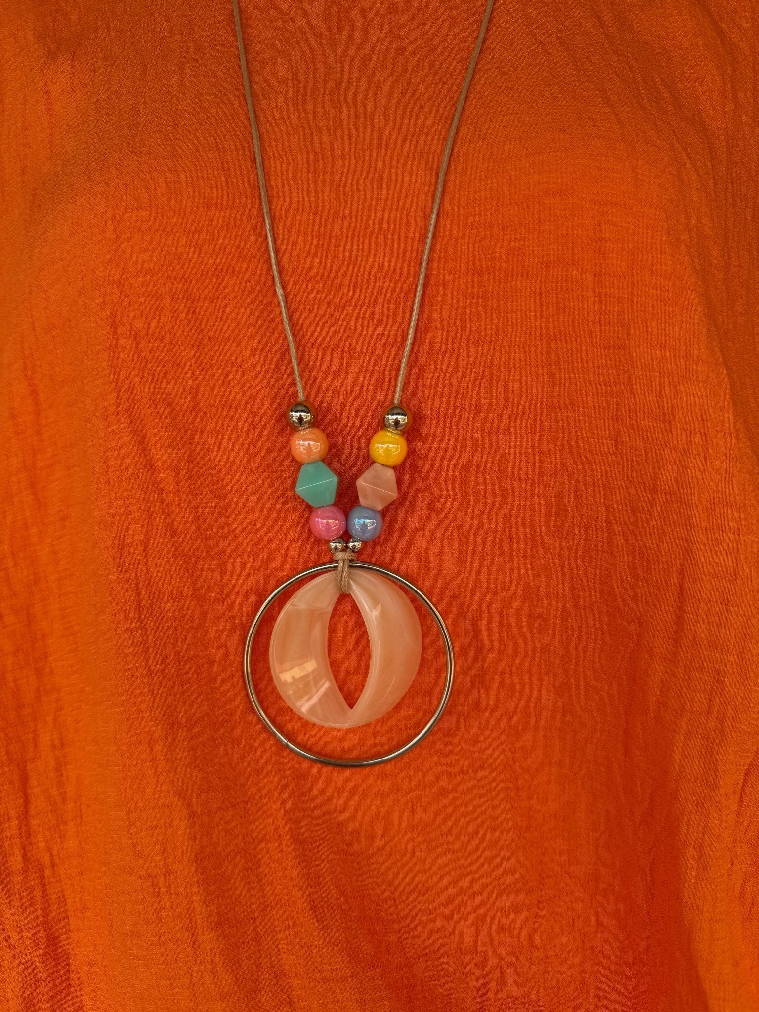 Sunset Orange Oversized Flowy Top - Bonus Statement Necklace Included - Rebecca James Clothing