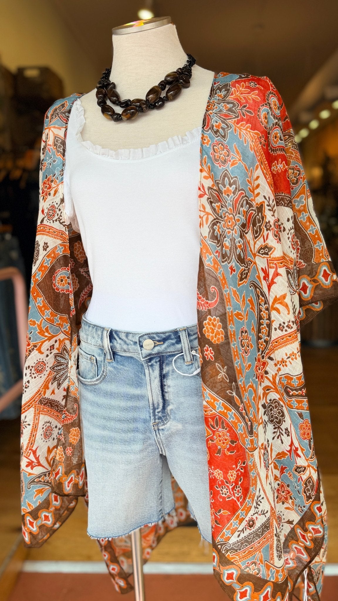 Tennessee Whiskey Boho Paisley Kimono Wrap - Rebecca James Clothing