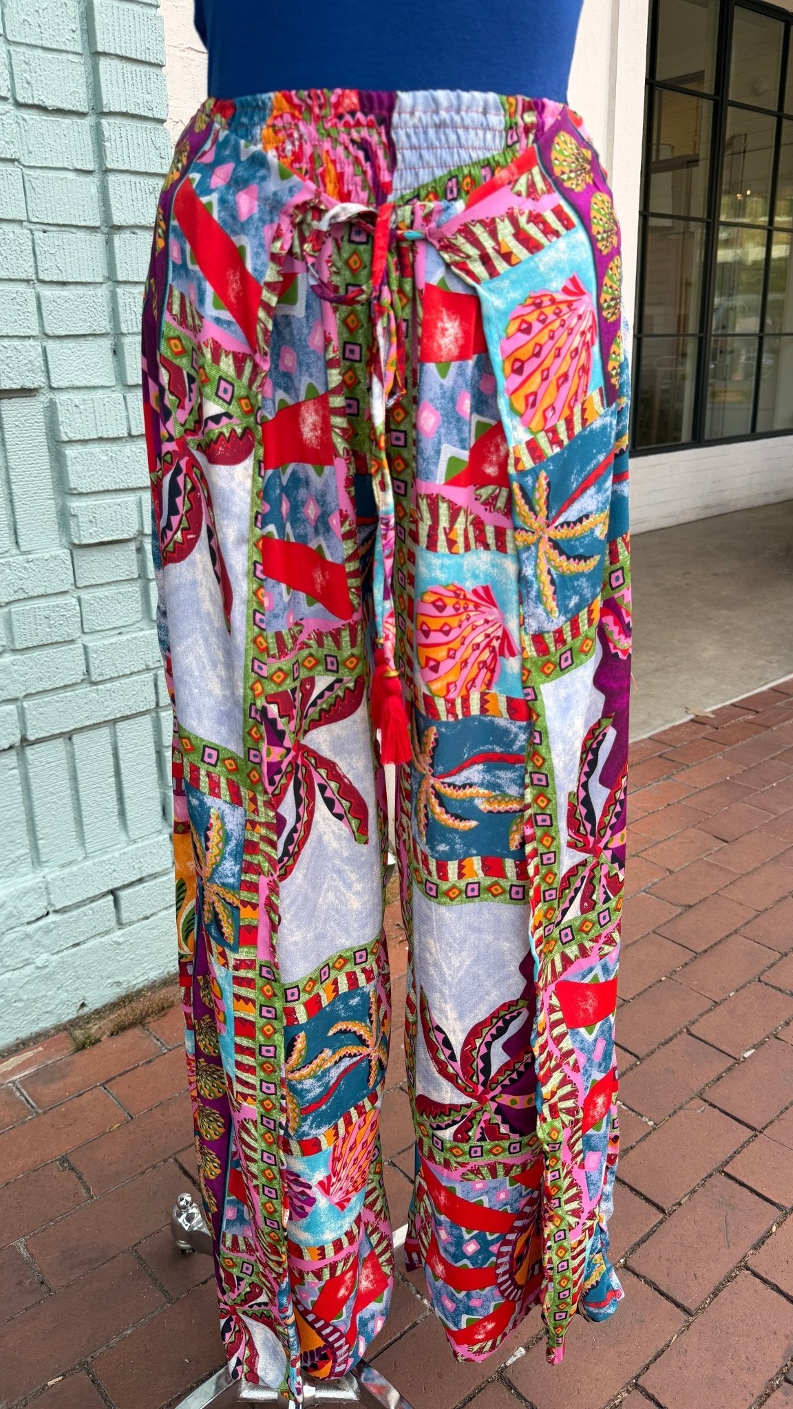 Tropical Escape Colorful Print Faux Wrap Pants - Rebecca James Clothing