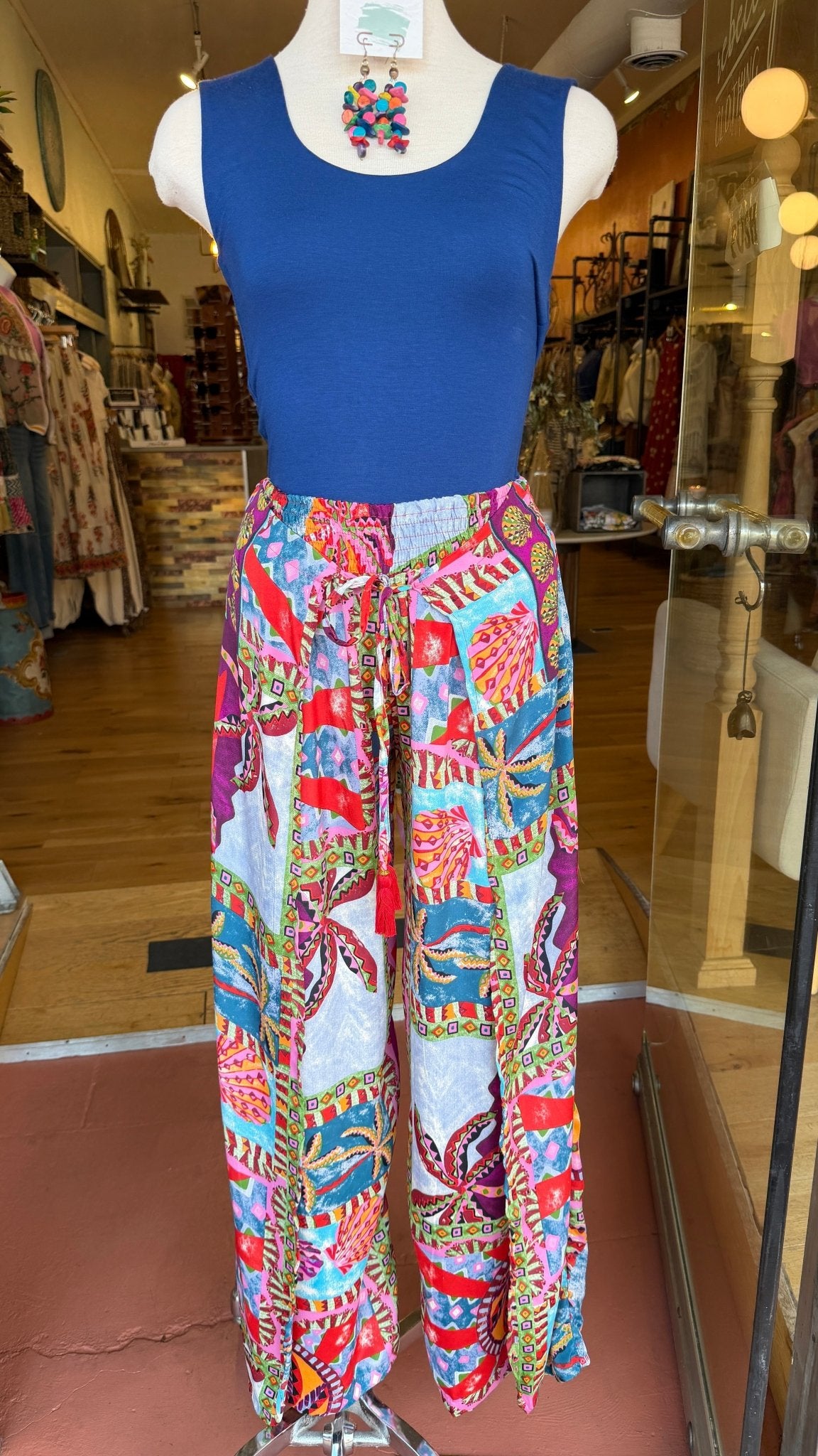 Tropical Escape Colorful Print Faux Wrap Pants - Rebecca James Clothing