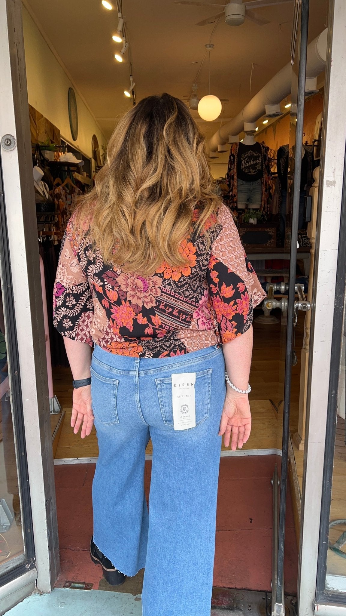 Tummy Control Center Seam Slit Wide Leg Jeans - Rebecca James Clothing