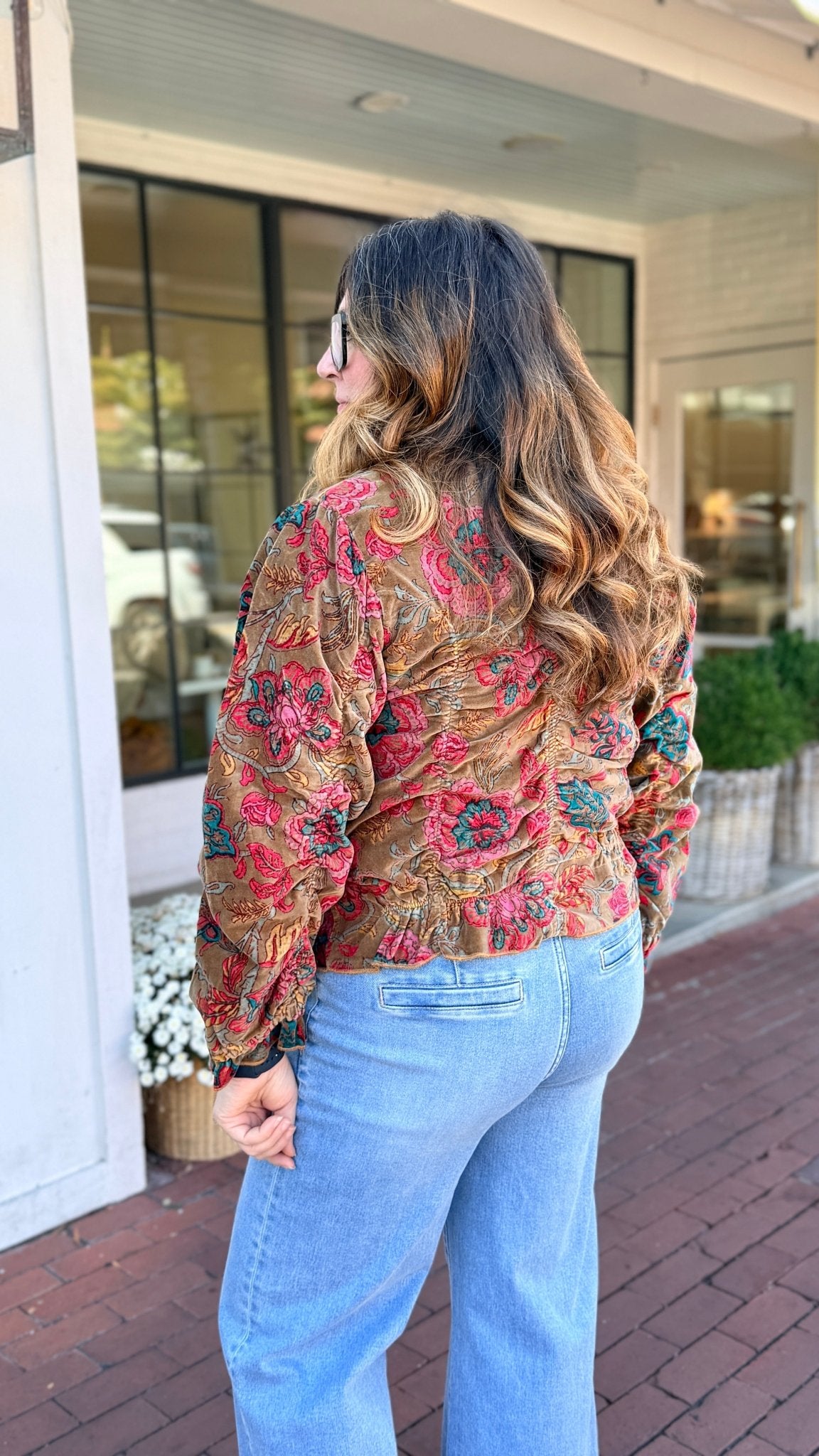 Velvet Floral Boho Bomber Jacket - Rebecca James Clothing
