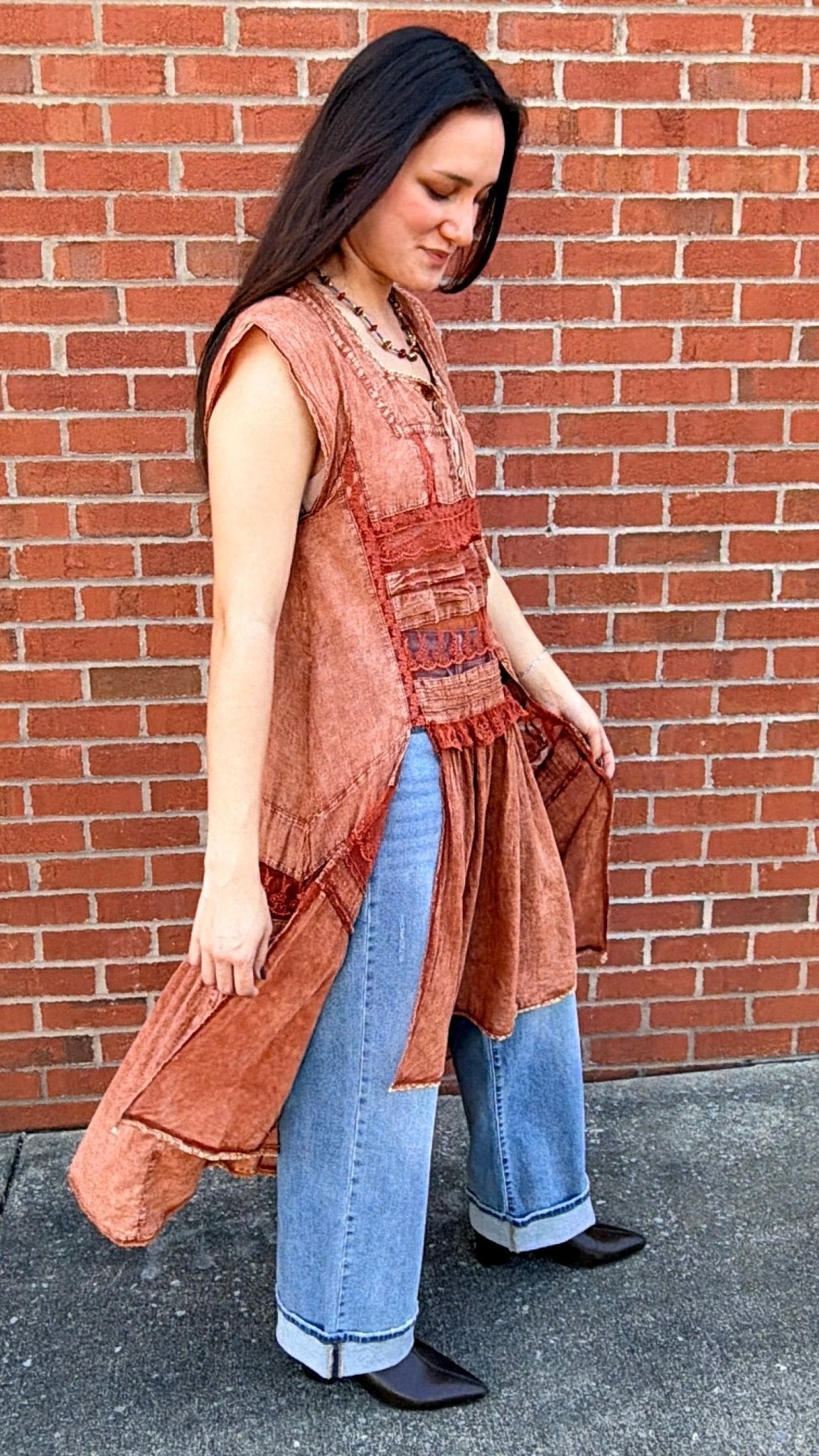 Wandering Soul Terracota Sheer Maxi Top - Rebecca James Clothing