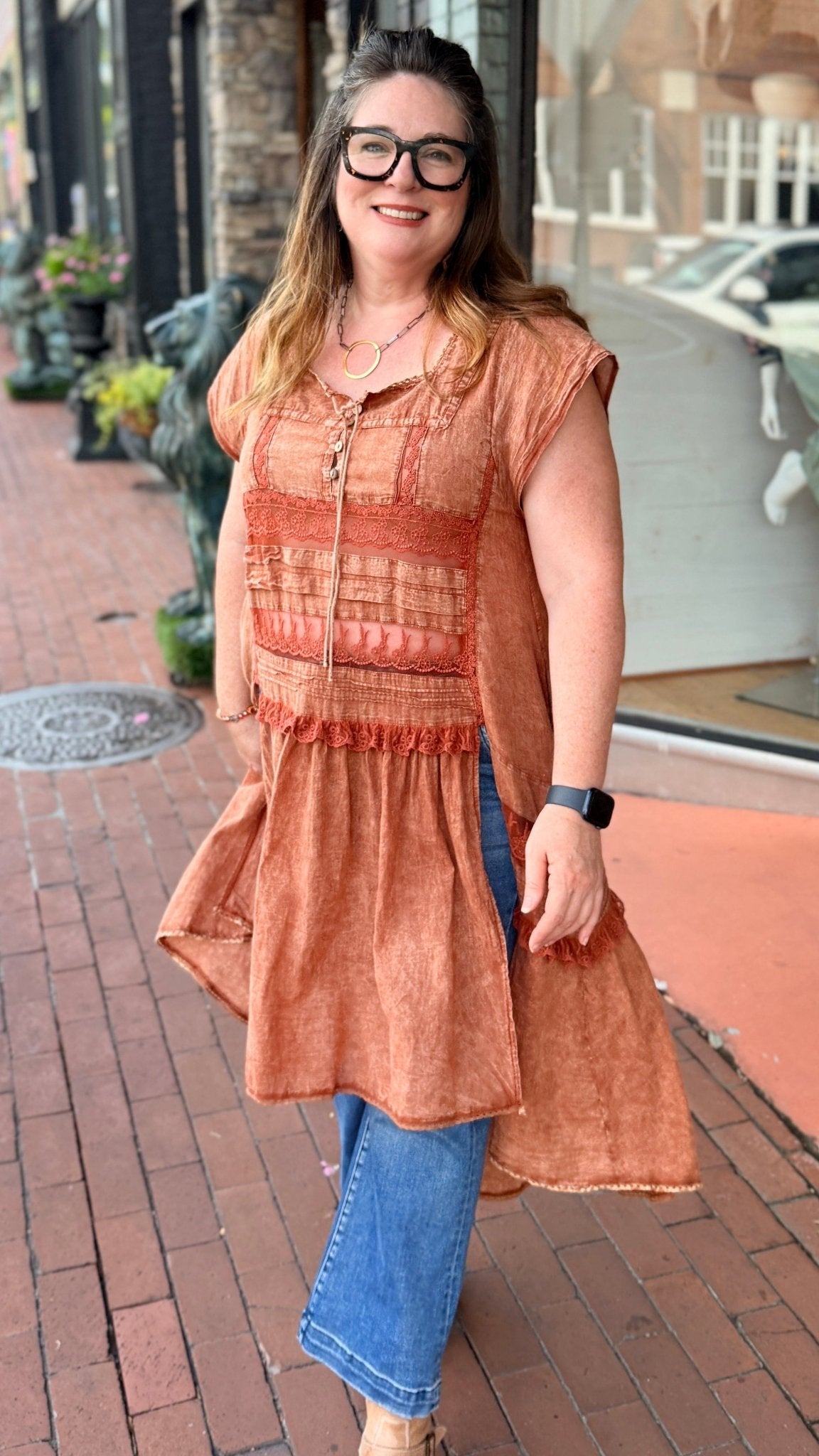 Wandering Soul Terracota Sheer Maxi Top - Rebecca James Clothing