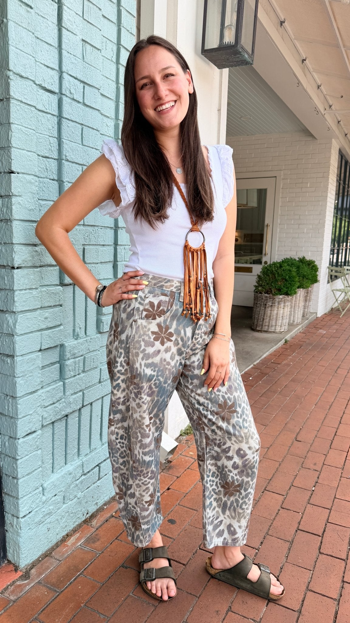Wildflower Leopard Print Barrel Jeans - Rebecca James Clothing