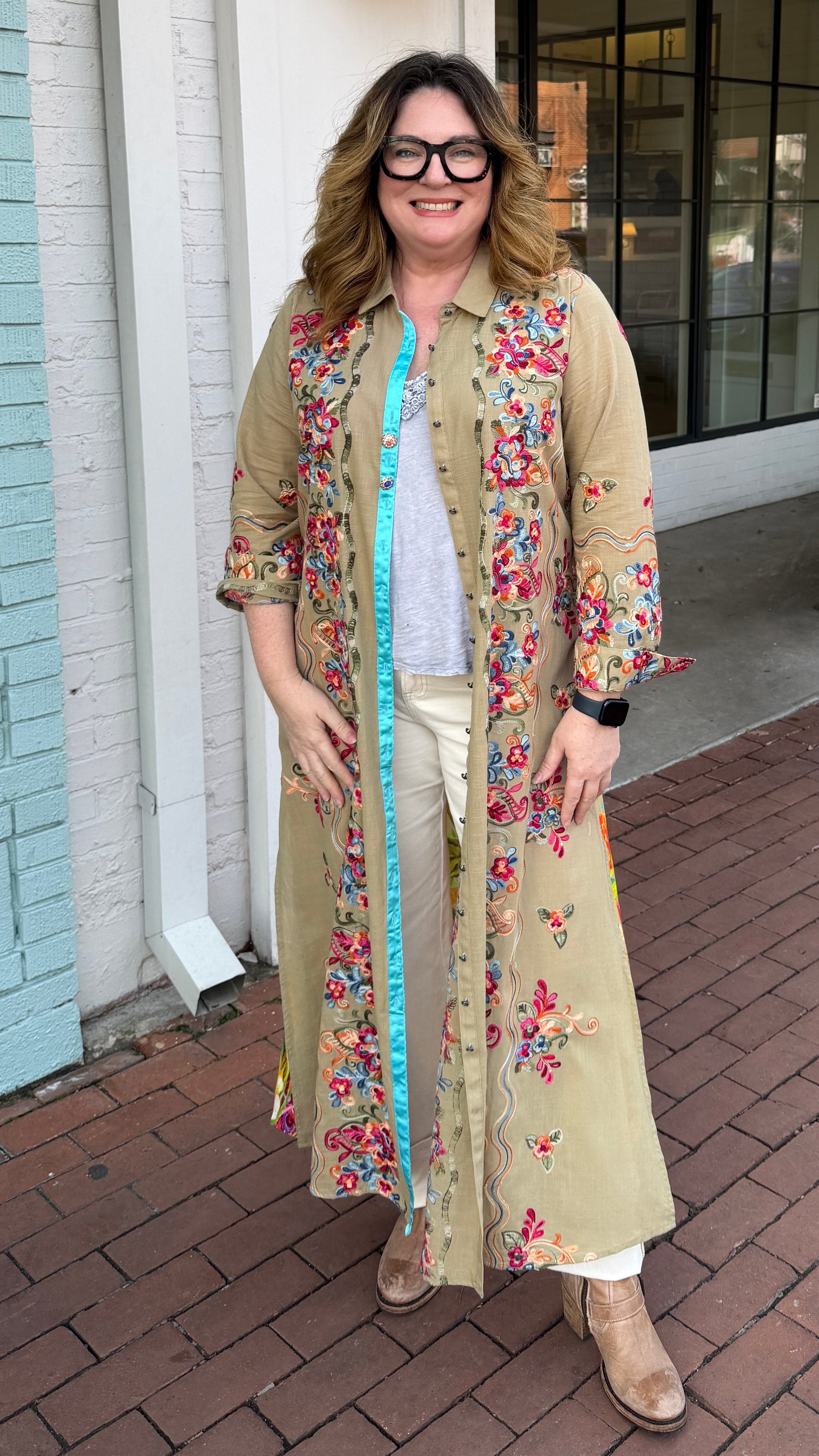 Boho Embroidered Aratta Duster Dress 