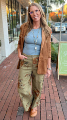 Cotton twill floral pattern boho pants 