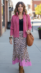 Leopard Print Skirt with Lace 