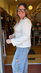 White Cotton Long Sleeve Top