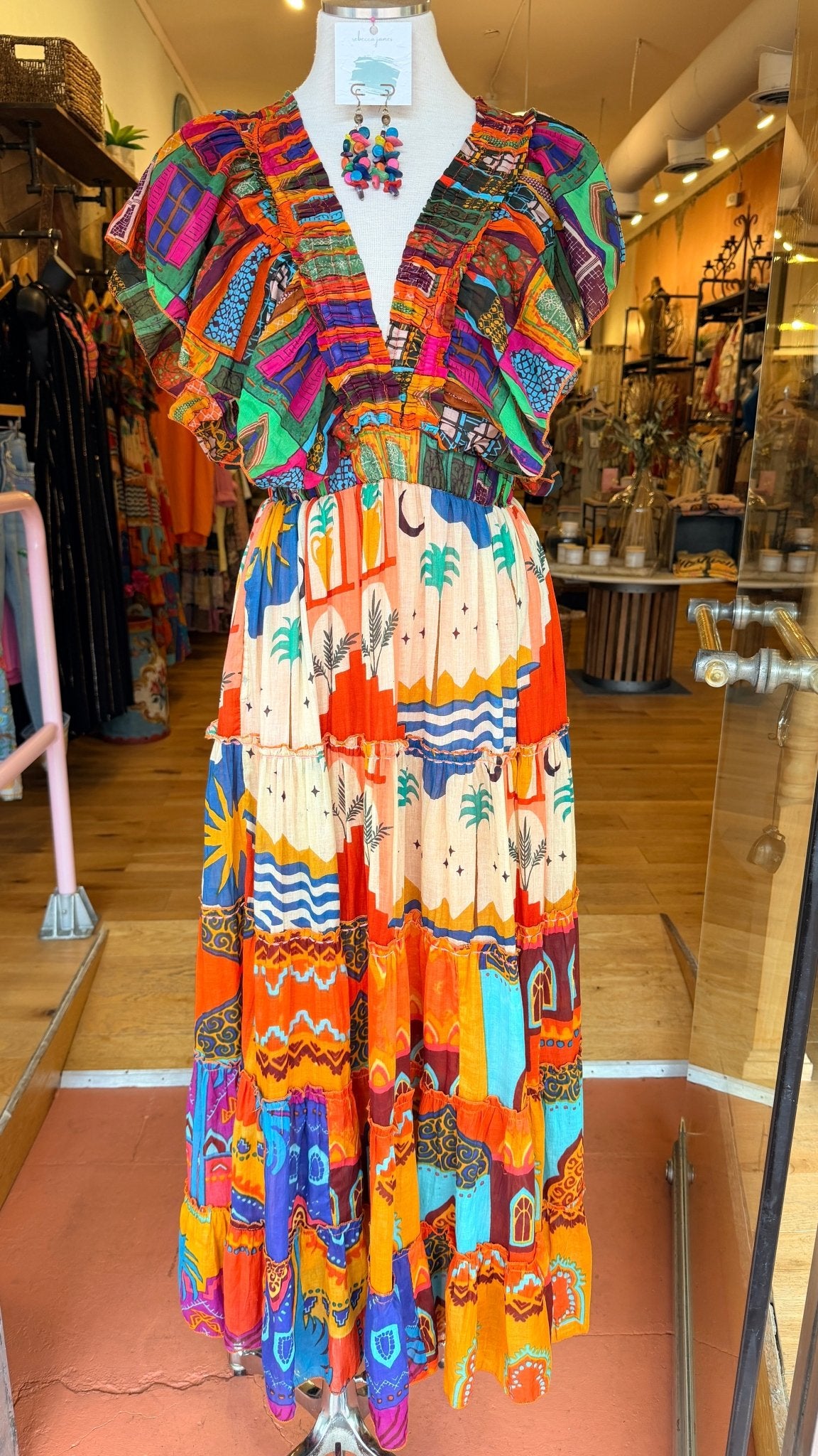 A Night in Tunisia Colorful Maxi Dress - Rebecca James Clothing