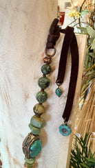 African Turquoise with Pink Conch Shell & Fresh Water Pearl Necklace - Rebecca James Clothing
