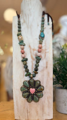 African Turquoise with Pink Conch Shell & Fresh Water Pearl Necklace - Rebecca James Clothing