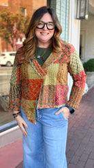 Amaya Mix Patch Asymetrical Jacket - Rebecca James Clothing