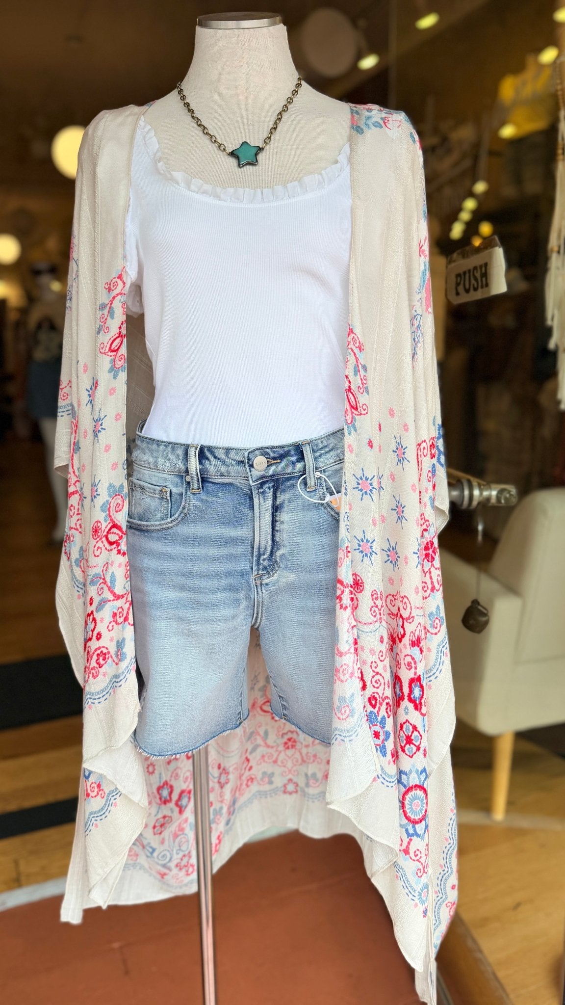 Americana Skies Floral Kimono Wrap - Rebecca James Clothing