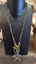 Antique Bronzed Multi Star Toggle Clasp Necklace - Rebecca James Clothing