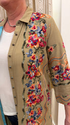 Aratta Beauty Mark Embroidered Peacock Duster – Olive Green - Rebecca James Clothing