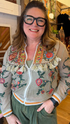 Aratta Bohemian Floral Embroidered Mesh Bomber Jacket - Rebecca James Clothing