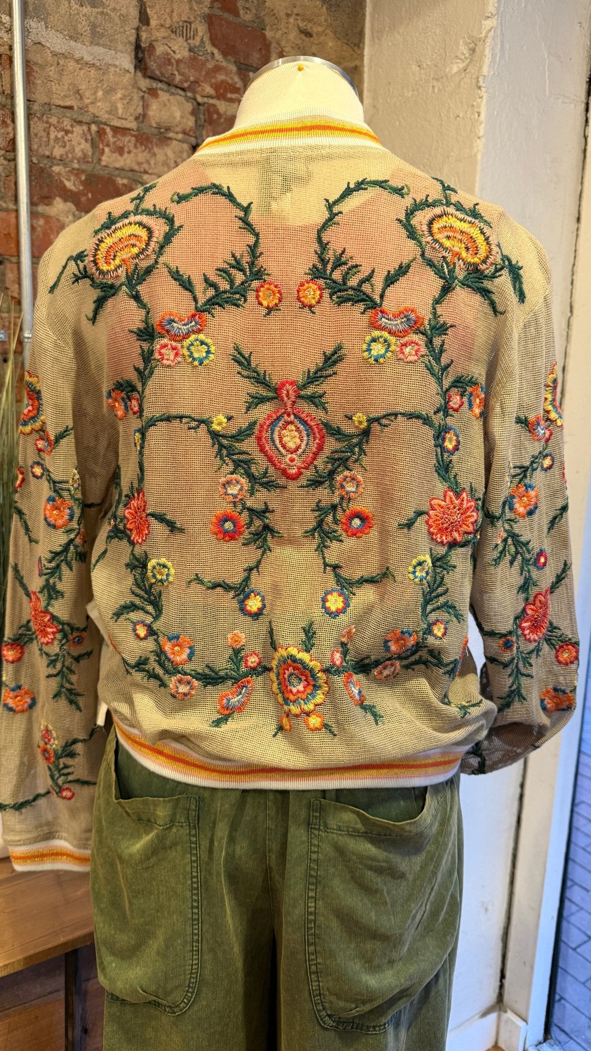 Aratta Bohemian Floral Embroidered Mesh Bomber Jacket - Rebecca James Clothing