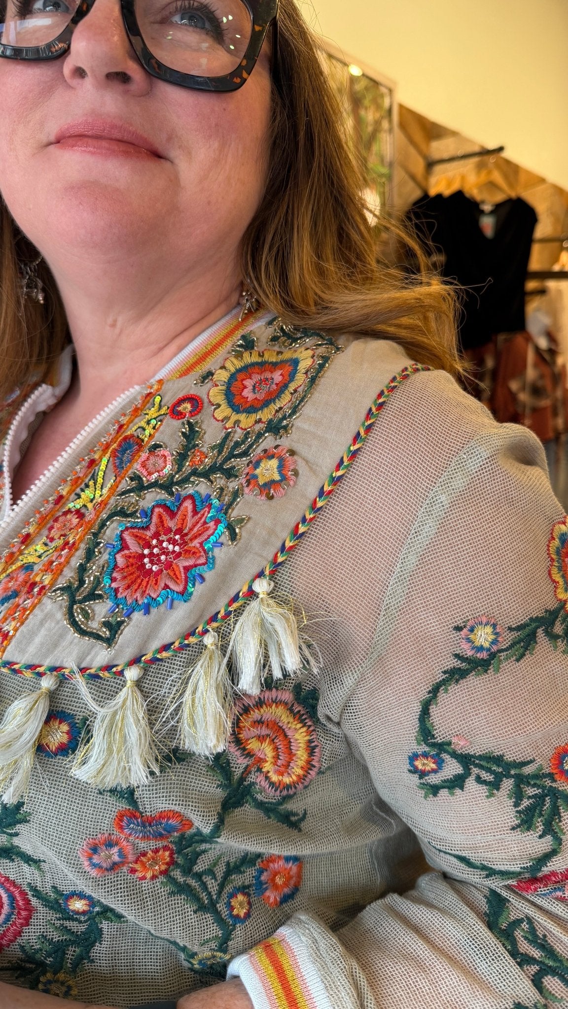 Aratta Bohemian Floral Embroidered Mesh Bomber Jacket - Rebecca James Clothing