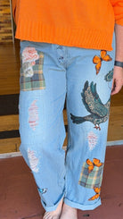 Artistic Bird in Flight Patchwork Pants - Rebecca James Clothing