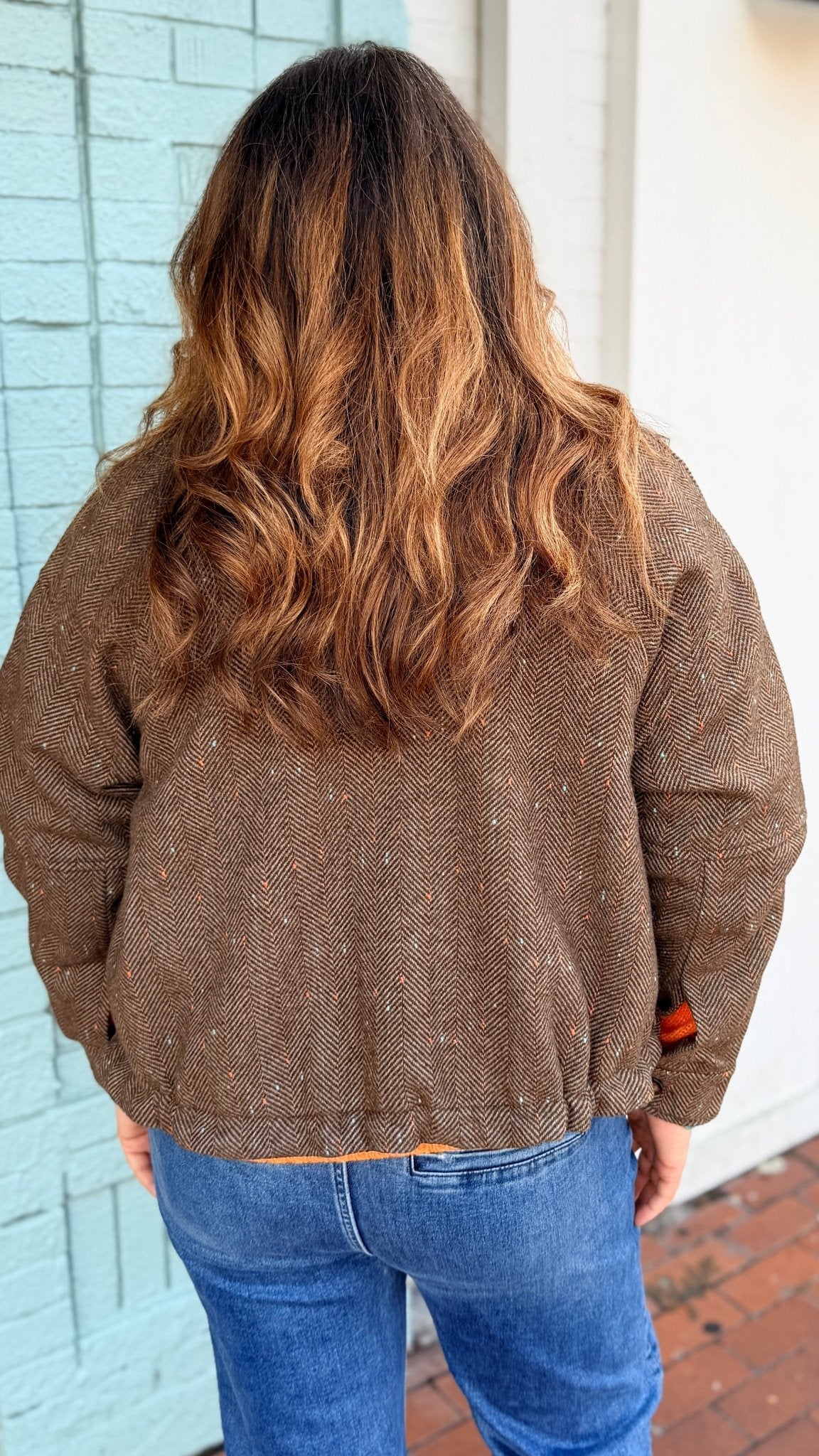 Back To School Brown Herringbone Jacket - Rebecca James Clothing