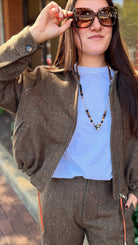 Back To School Brown Herringbone Jacket - Rebecca James Clothing