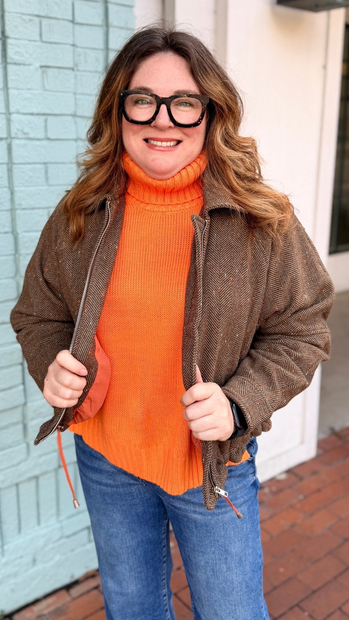 Back To School Brown Herringbone Jacket - Rebecca James Clothing