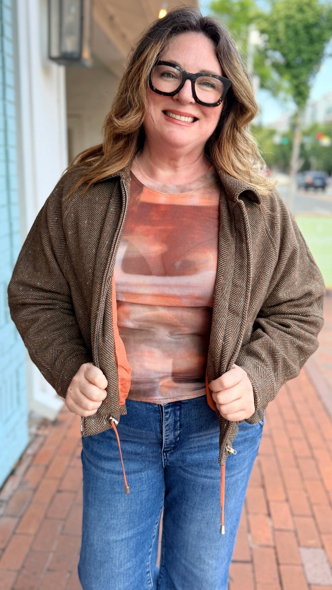 Back To School Brown Herringbone Jacket - Rebecca James Clothing
