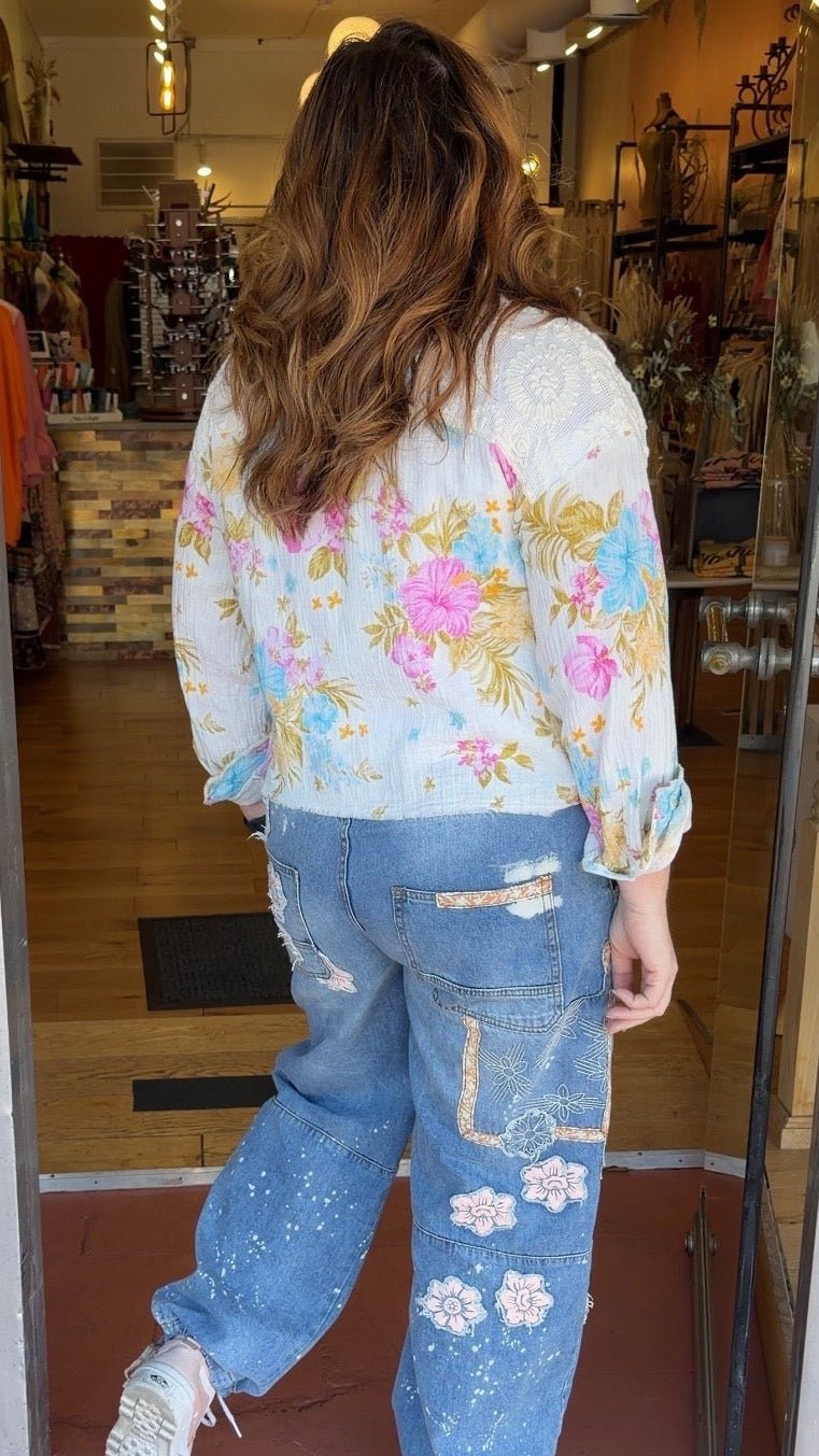 Beach Day Floral Cotton Gauze Jacket - Rebecca James Clothing