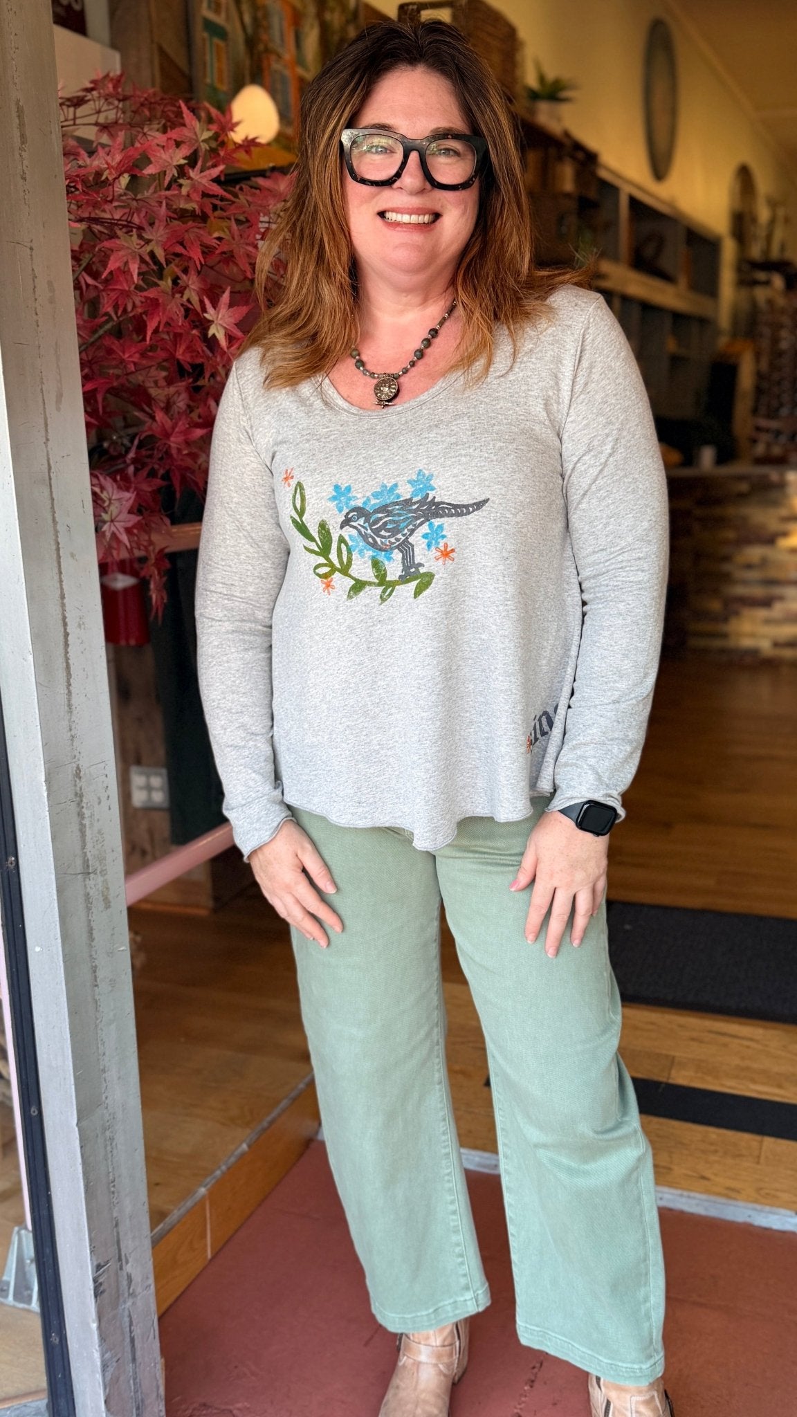 Bird Song Hand Painted Top by Hand Jive Clothing - Rebecca James Clothing