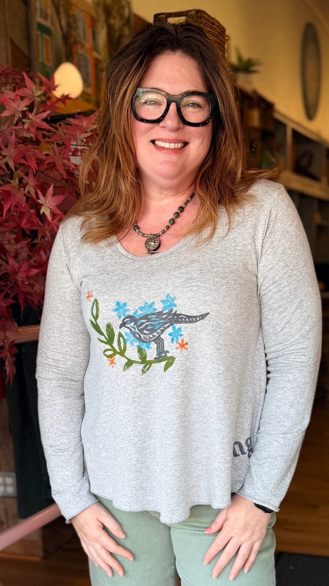 Bird Song Hand Painted Top by Hand Jive Clothing - Rebecca James Clothing