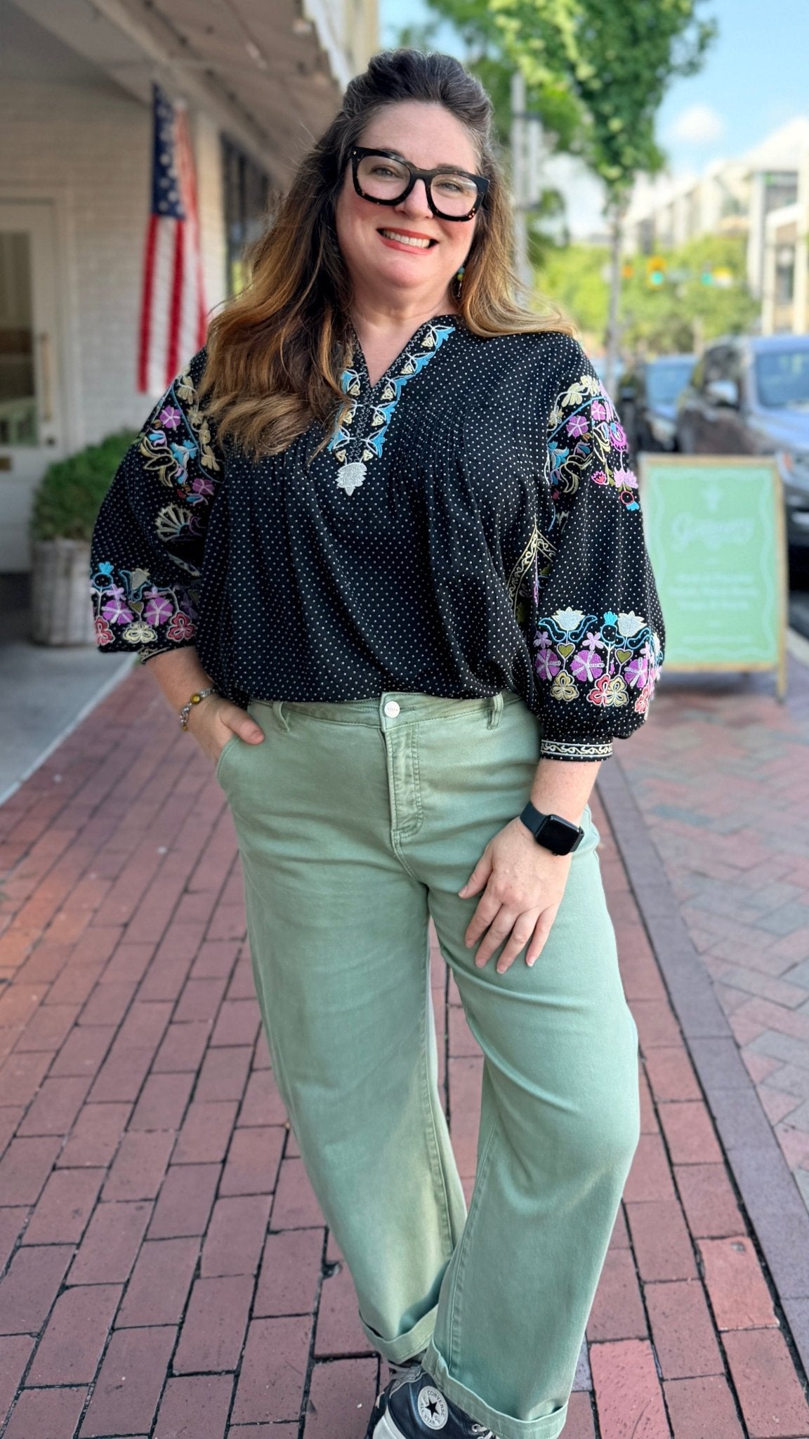 Black Boho Embroidered Flowy Top - Rebecca James Clothing
