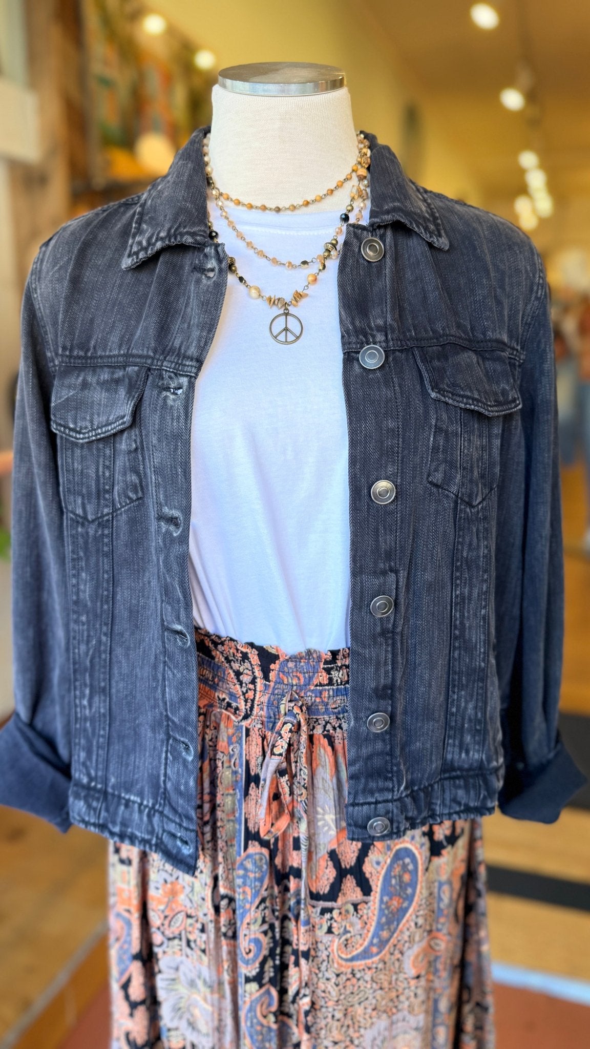Black Soft Tencel Vintage Wash Jacket - Rebecca James Clothing