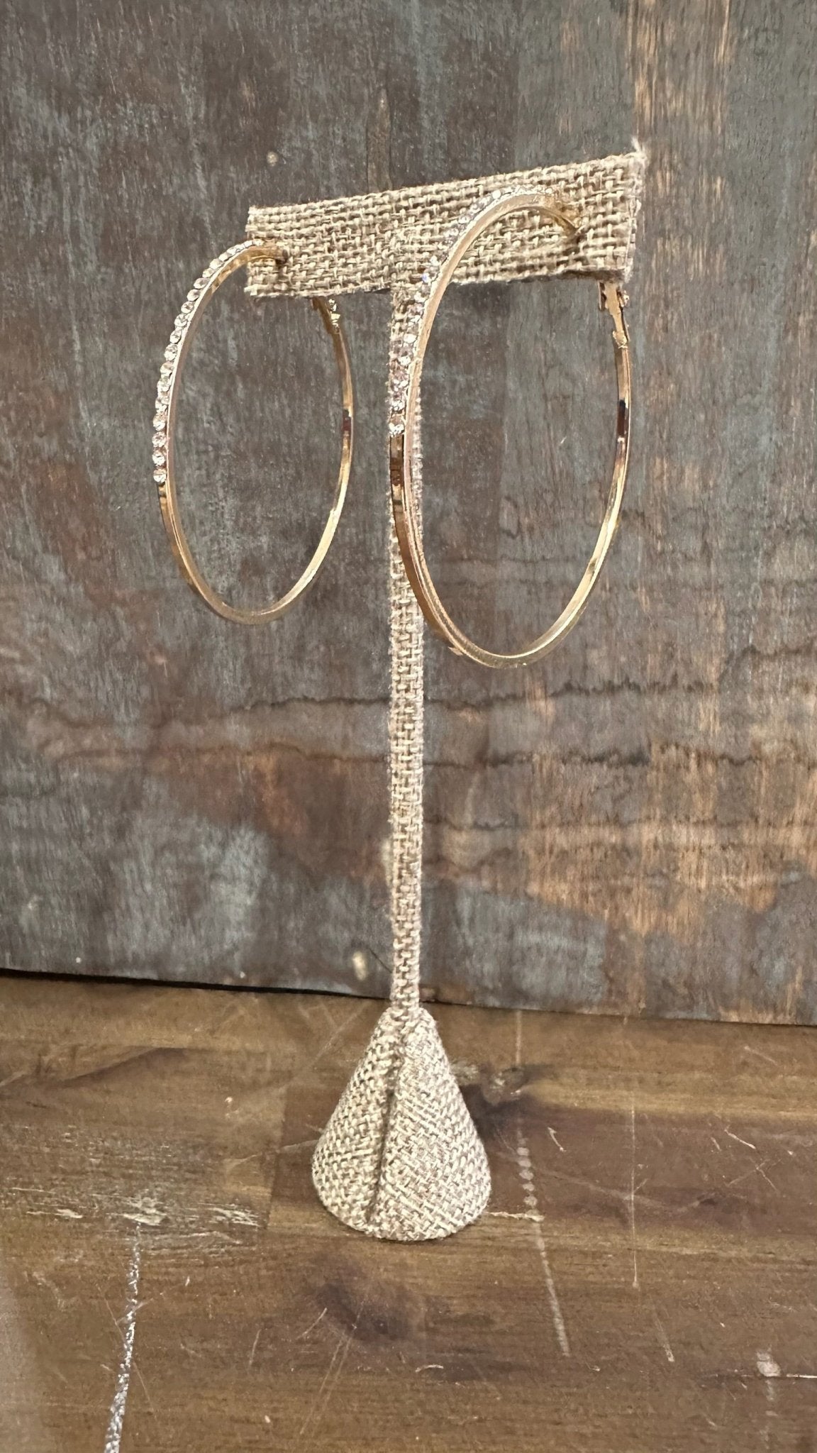 Blinged Out Gold Hoop - Rebecca James Clothing