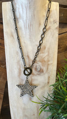 Blinged Out Star Brass Toggle Clasp Necklace - Rebecca James Clothing