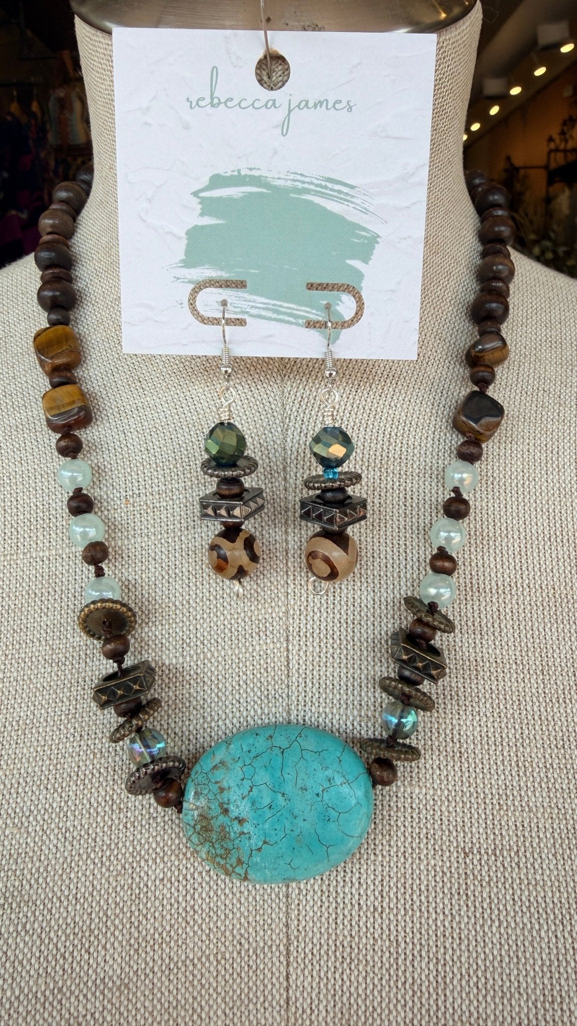 Blue Horizon Hand Beaded Necklace by RJC - Rebecca James Clothing