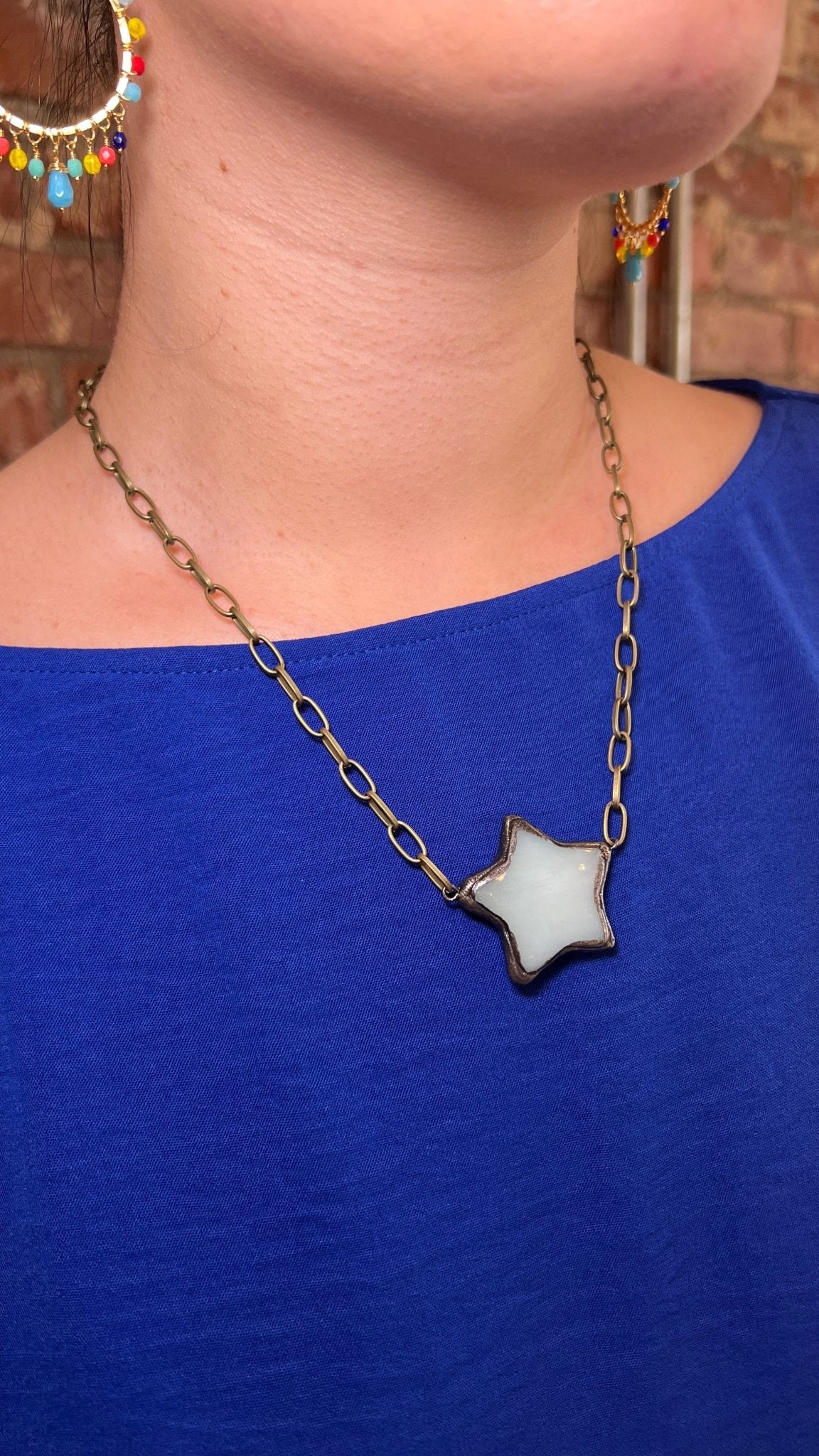 Blue Mini Star Necklace - Rebecca James Clothing