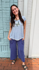 Blue Ribbed Sunny Day Pants by Hand Jive - Rebecca James Clothing