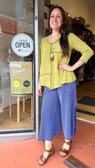 Blue Ribbed Sunny Day Pants by Hand Jive - Rebecca James Clothing