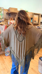 Bohemian Fringe Kimono with Crochet Medallion - Rebecca James Clothing