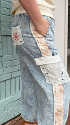 Boho Embroidered Denim Cargo Joggers - Rebecca James Clothing