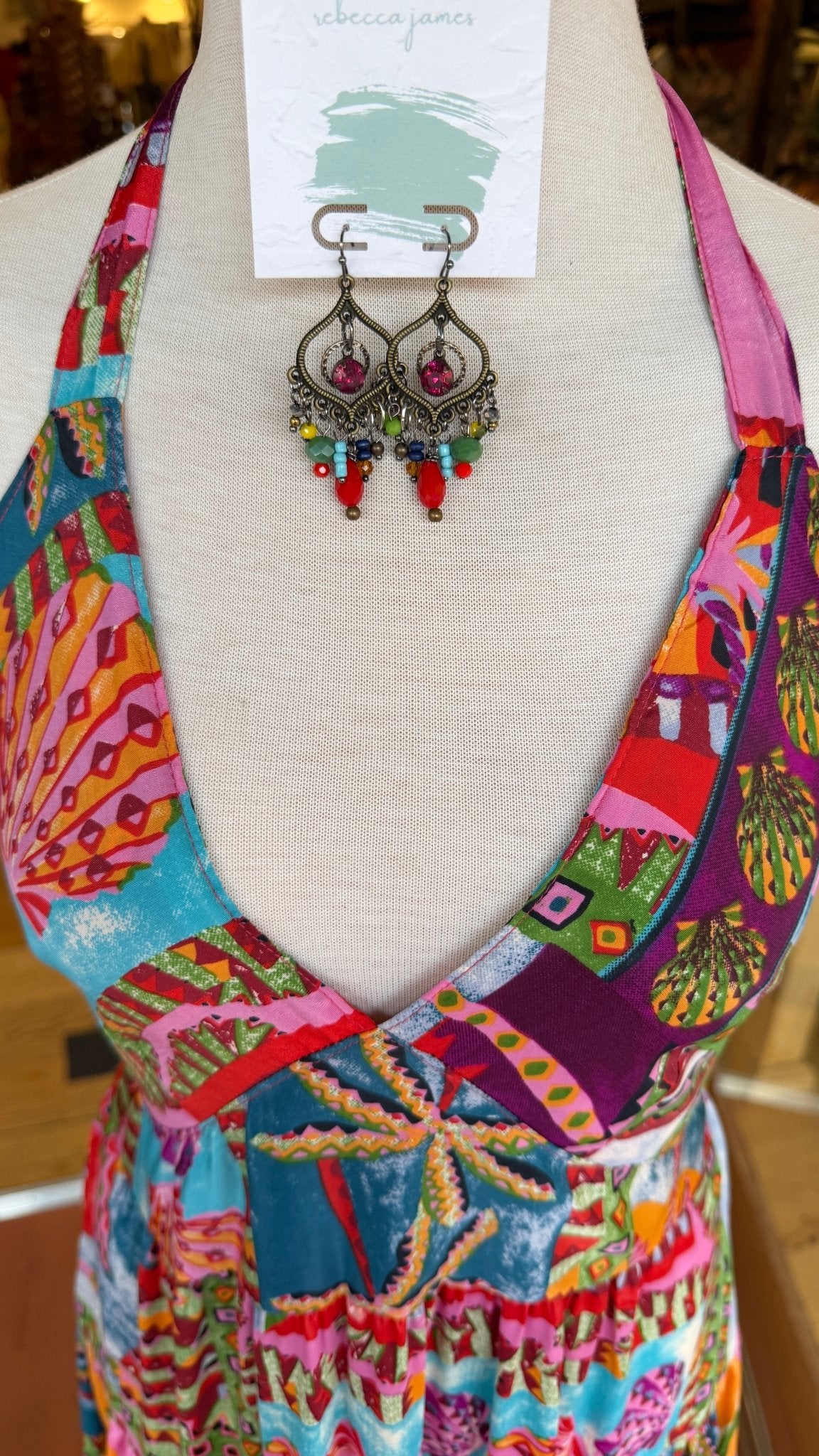 Boho Fiesta Beaded Chandelier Earrings - Rebecca James Clothing