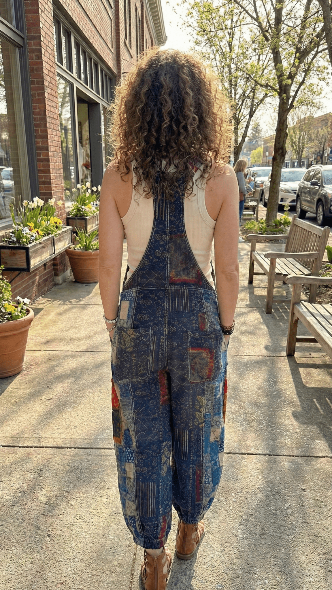 Boho Patchwork Cotton Jogger Overalls - Rebecca James Clothing