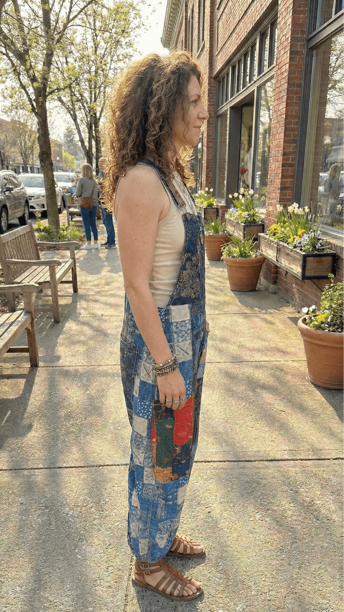 Boho Patchwork Cotton Jogger Overalls - Rebecca James Clothing