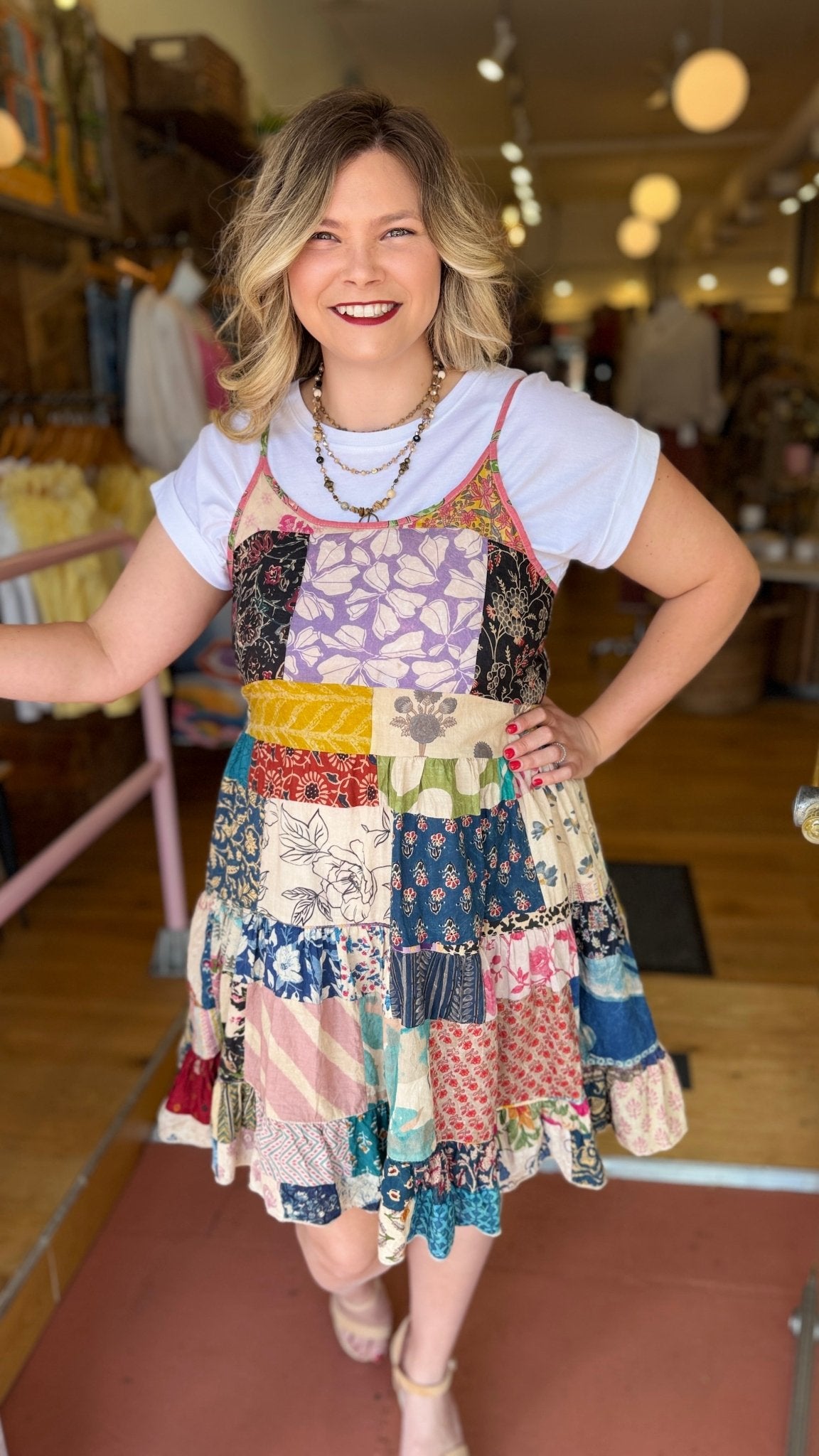 Boho Summer Patchwork Tiered Sundress - Rebecca James Clothing